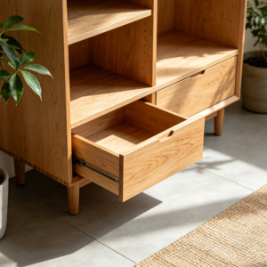 Low Shoe Cabinet with Angled Shelves and Drawer